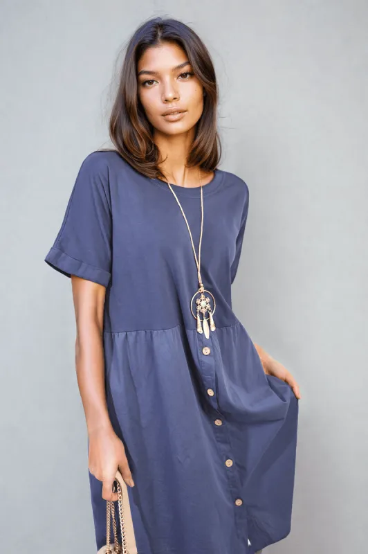 Short Sleeve Button Front Midi Dress sold by Beagle Boutique
