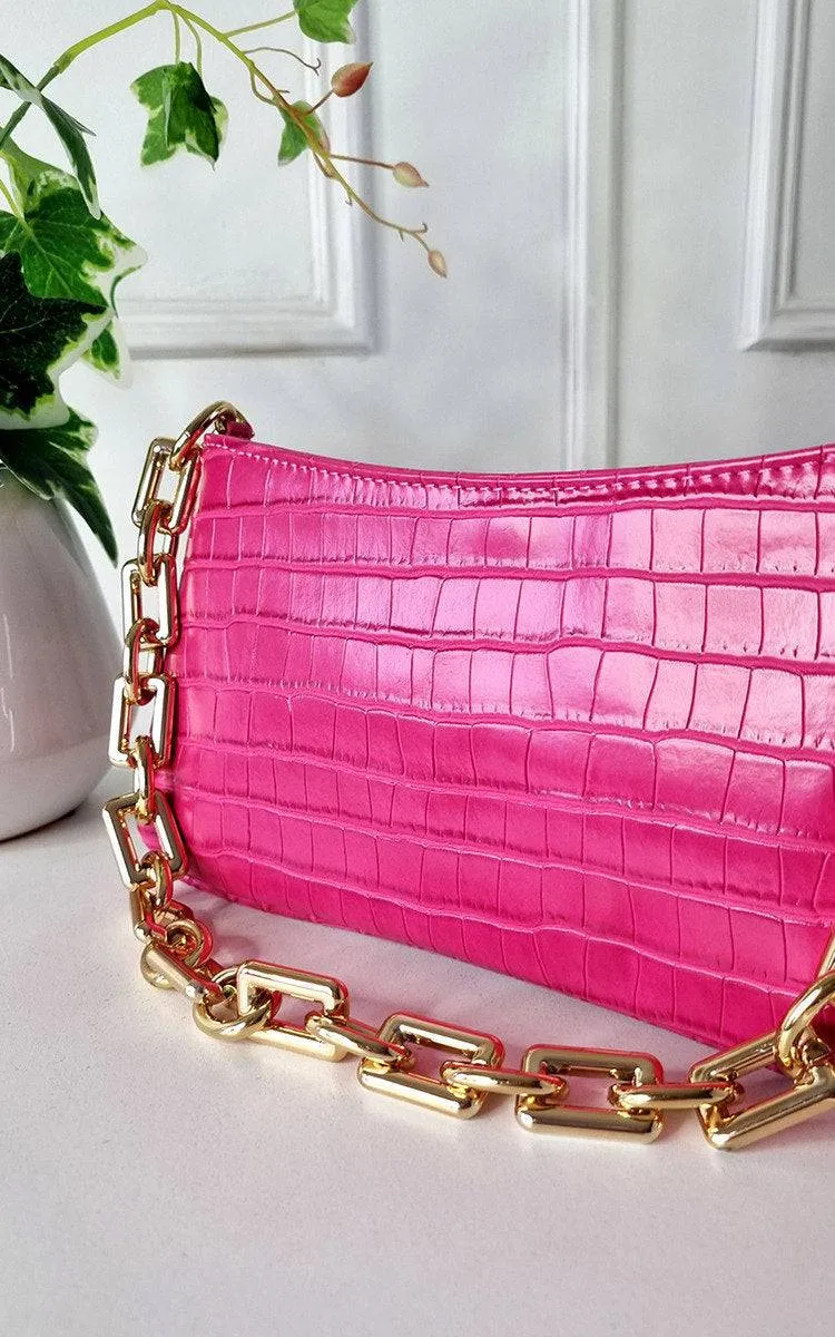 Faux Leather Chain Detail Handbag sold by Beagle Boutique product image thumbnail 3