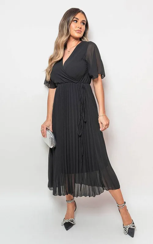 Pleated Wrap Front  Maxi Dress sold by Beagle Boutique