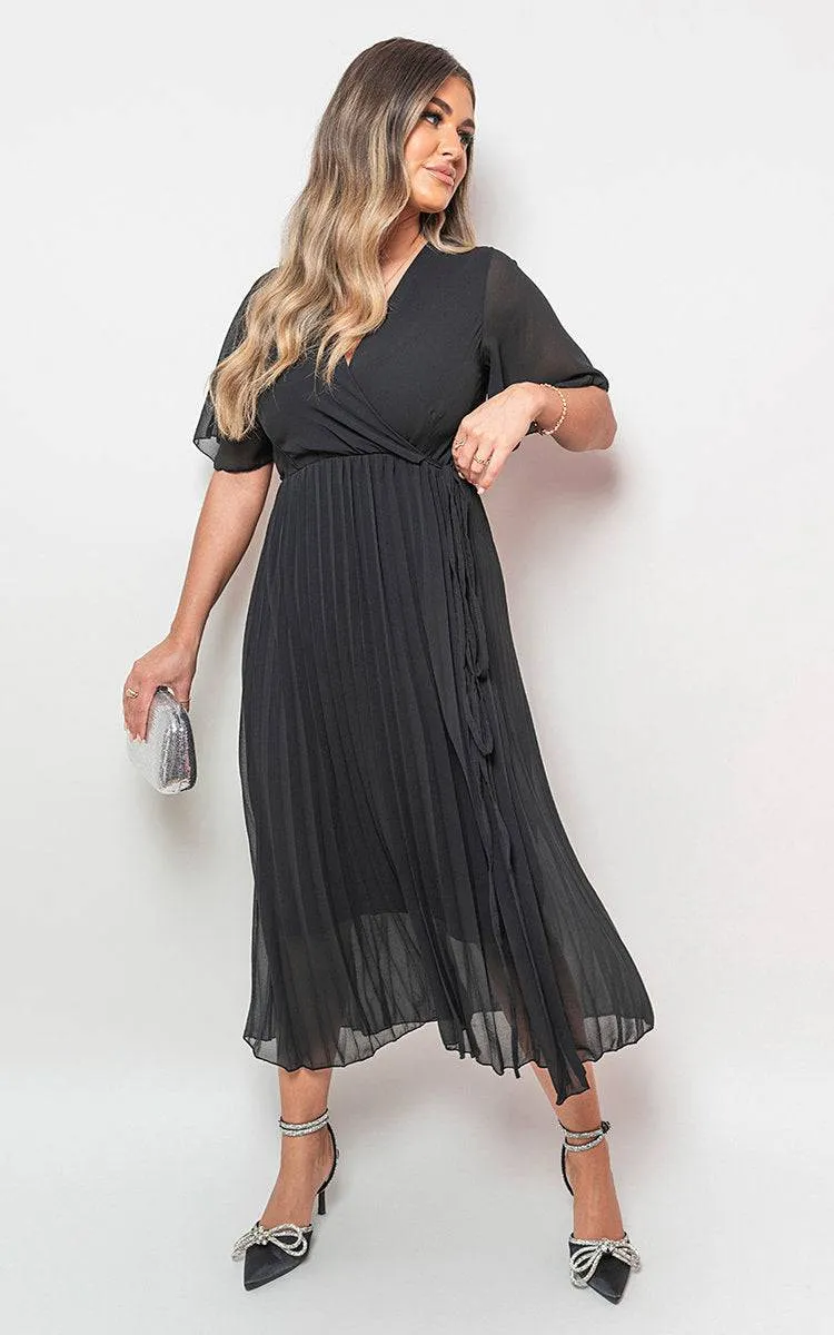 Pleated Wrap Front Maxi Dress sold by Beagle Boutique product image thumbnail 2