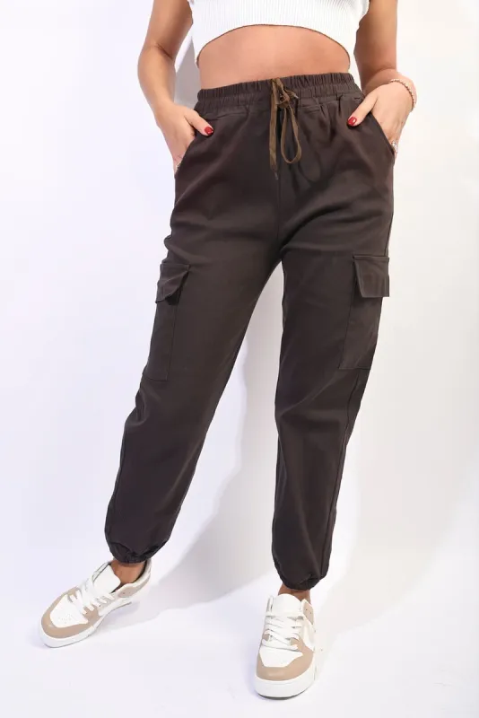 Plus Size Frankie Cargo Pocket Trouser with Drawstring sold by Beagle Boutique