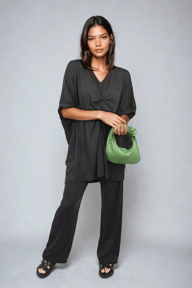 Twist Front Plunge Neckline Top and Trouser Co-ord Set sold by Beagle Boutique product image thumbnail 3