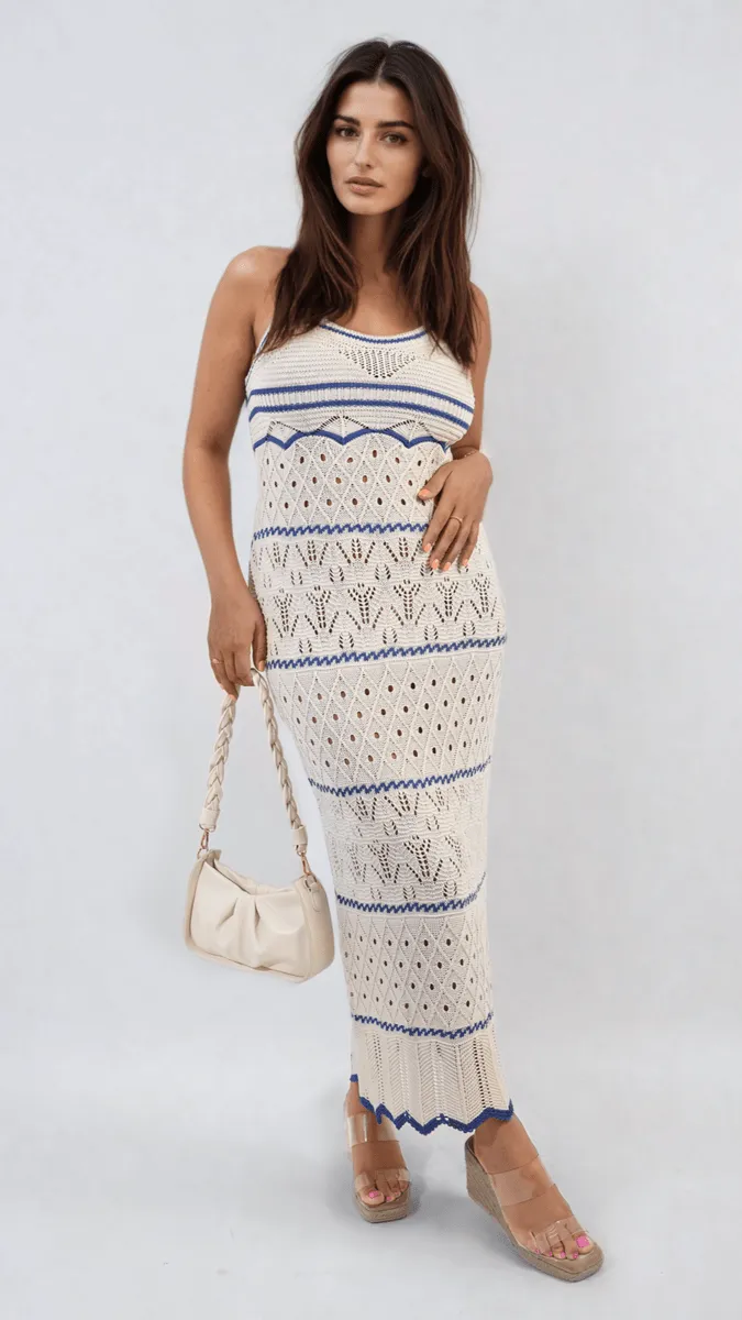 Strappy Long Knitted Stripe Cami Dress sold by Beagle Boutique