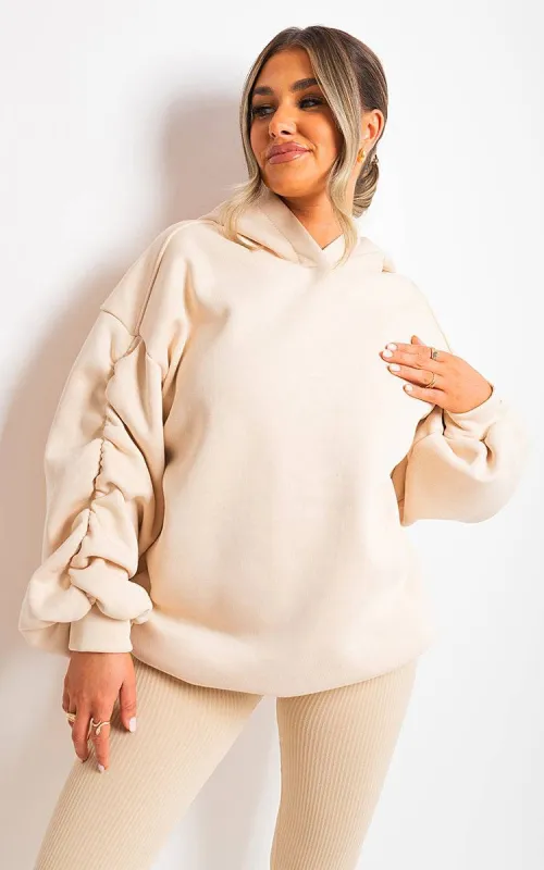 Fall Winter Oversized Ruched Sleeves Hoodie sold by Beagle Boutique