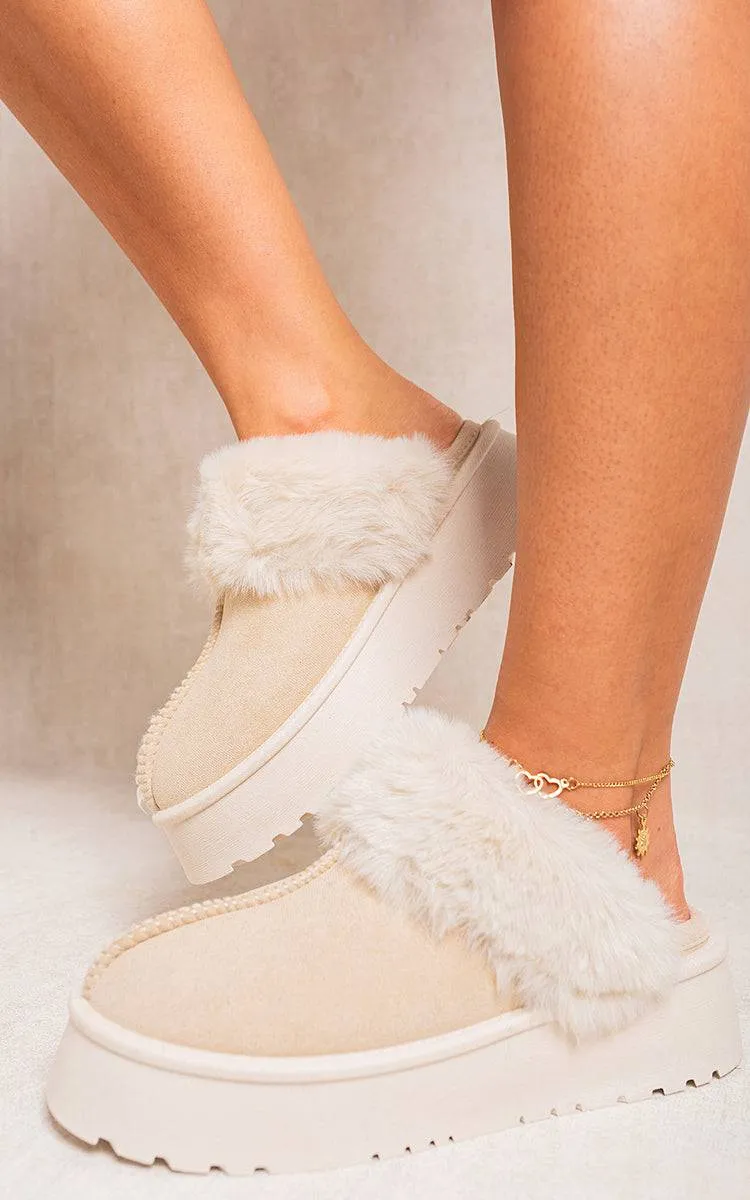 Faux Fur Trim Whisp Chunky Platform Slippers sold by Beagle Boutique product image thumbnail 4