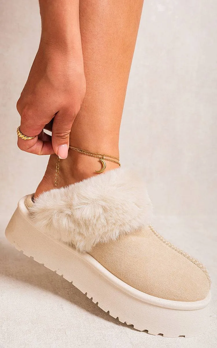 Faux Fur Trim Whisp Chunky Platform Slippers sold by Beagle Boutique product image thumbnail 5