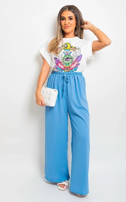 Drawstring Gathered Waist Wide Leg Trouser sold by Beagle Boutique