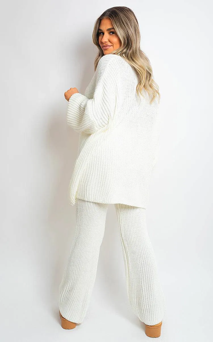 Chunky Knitted Button Up Cardigan Wide Leg Trousers Co-ord Set sold by Beagle Boutique product image thumbnail 2