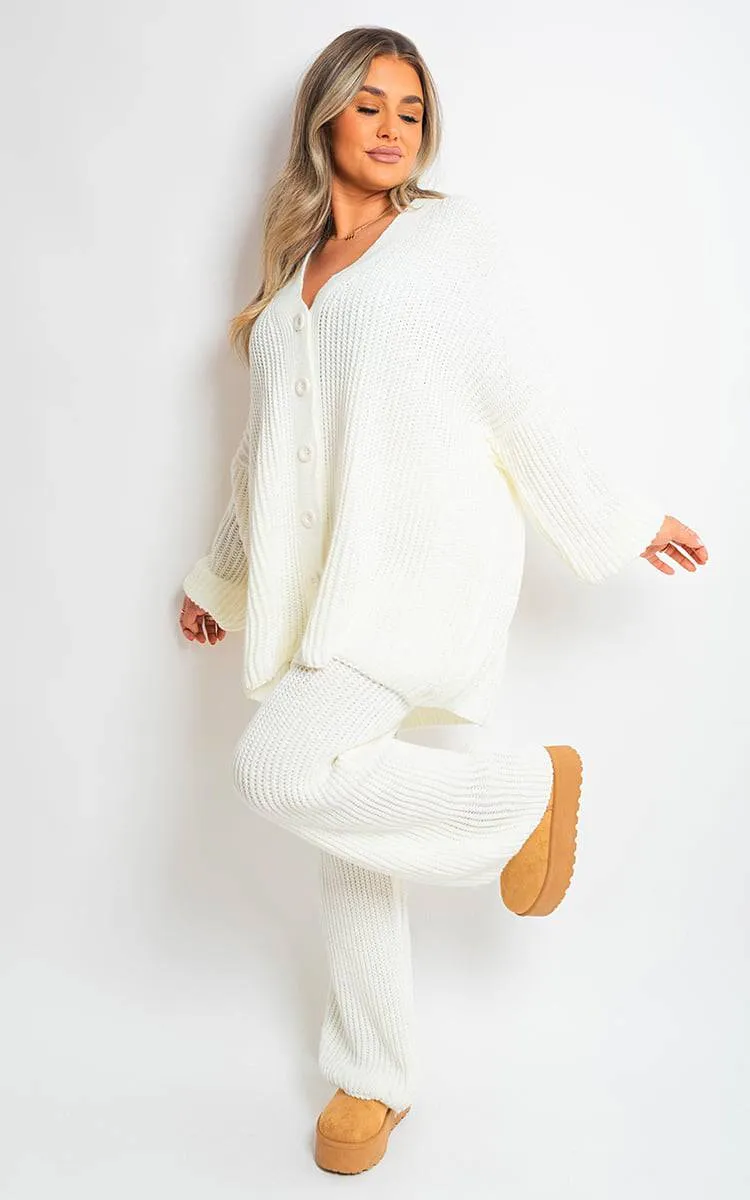 Chunky Knitted Button Up Cardigan Wide Leg Trousers Co-ord Set sold by Beagle Boutique product image thumbnail 3
