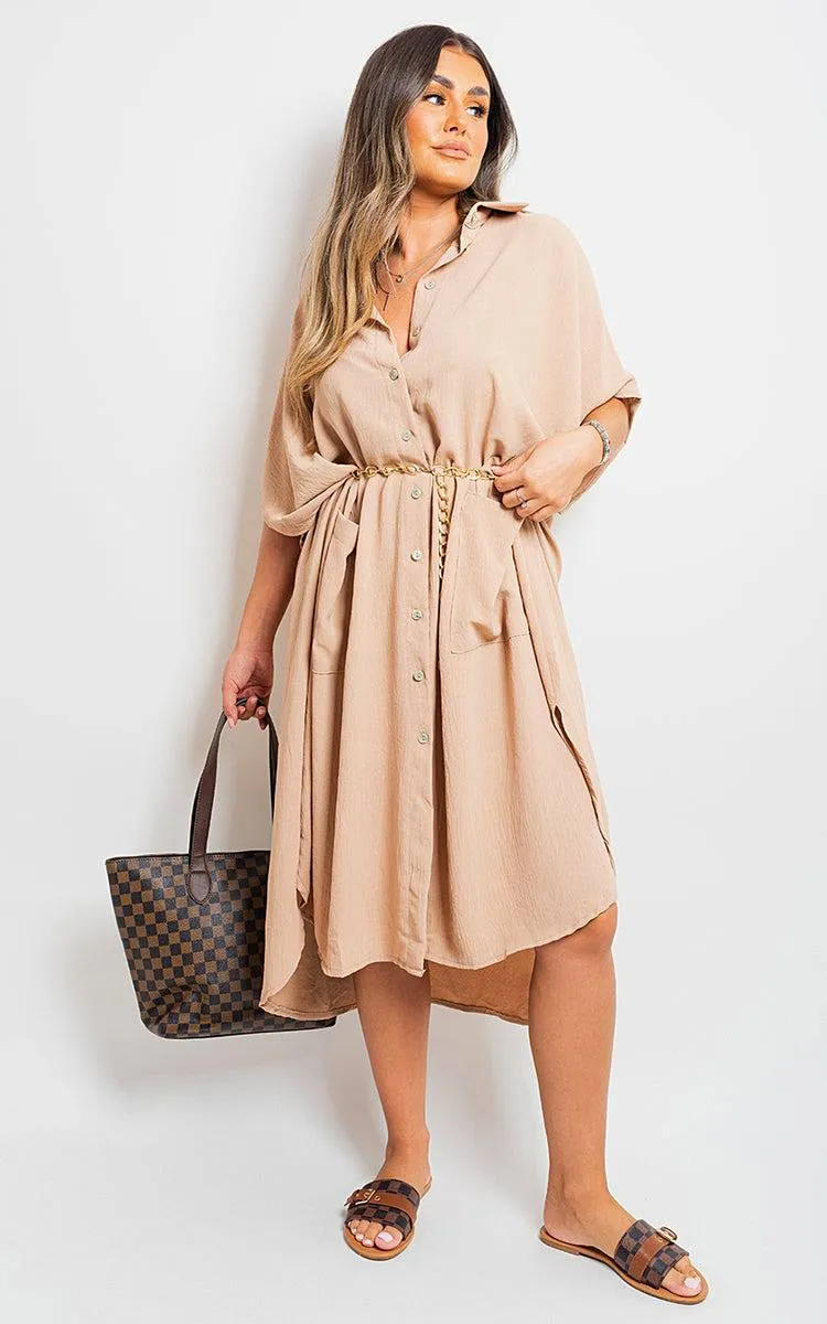 Button Down Collared Midi Dress with Two Front Pockets sold by Beagle Boutique product image thumbnail 5