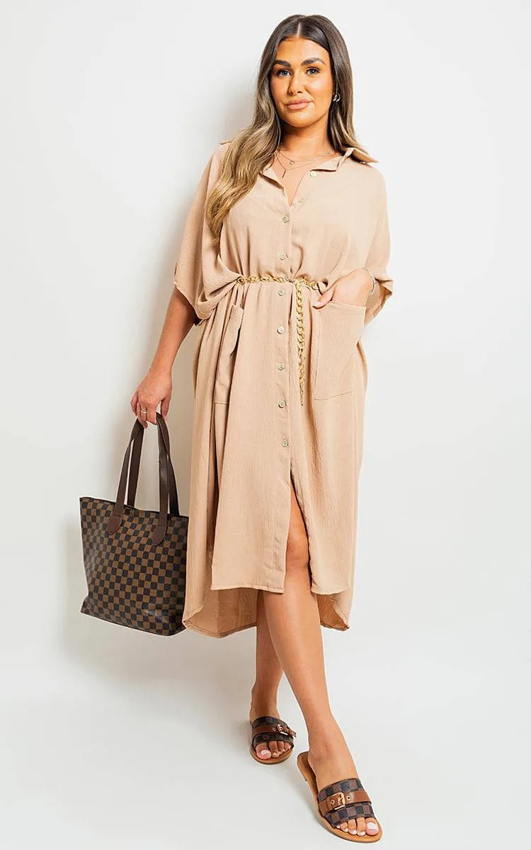 Button Down Collared Midi Dress with Two Front Pockets sold by Beagle Boutique product image thumbnail 3