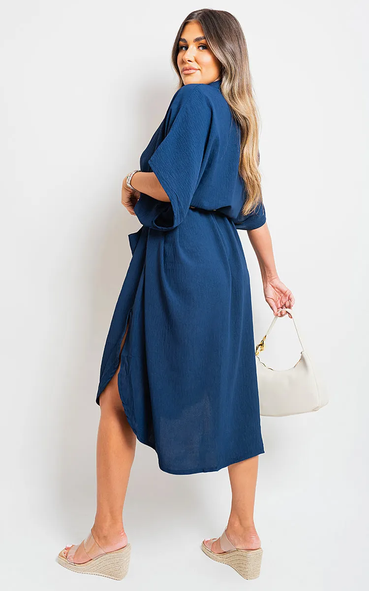 Button Down Collared Midi Dress with Two Front Pockets sold by Beagle Boutique product image thumbnail 2