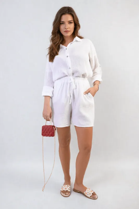 Oversized Button Front Shirt and Shorts Co-ord Set sold by Beagle Boutique