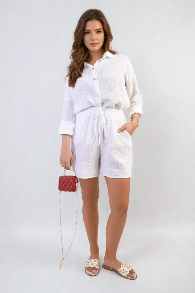 Oversized Button Front Shirt and Shorts Co-ord Set sold by Beagle Boutique