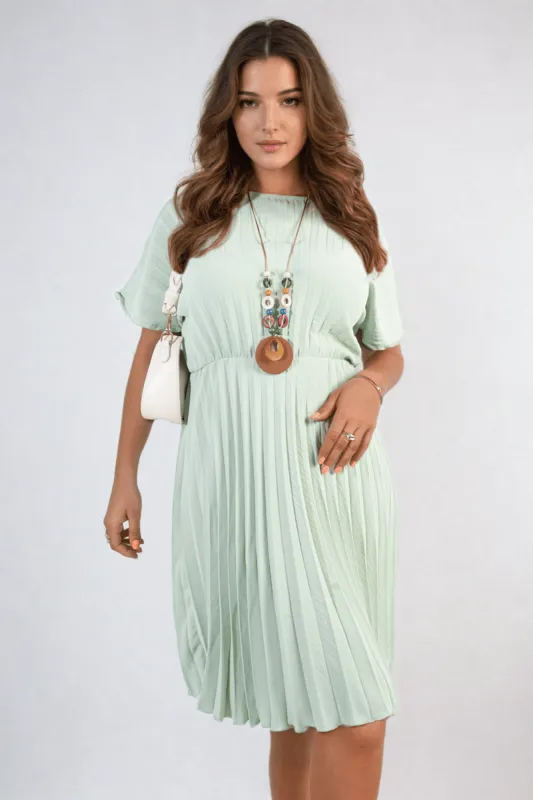 Short Sleeve Pleated Midi Dress sold by Beagle Boutique