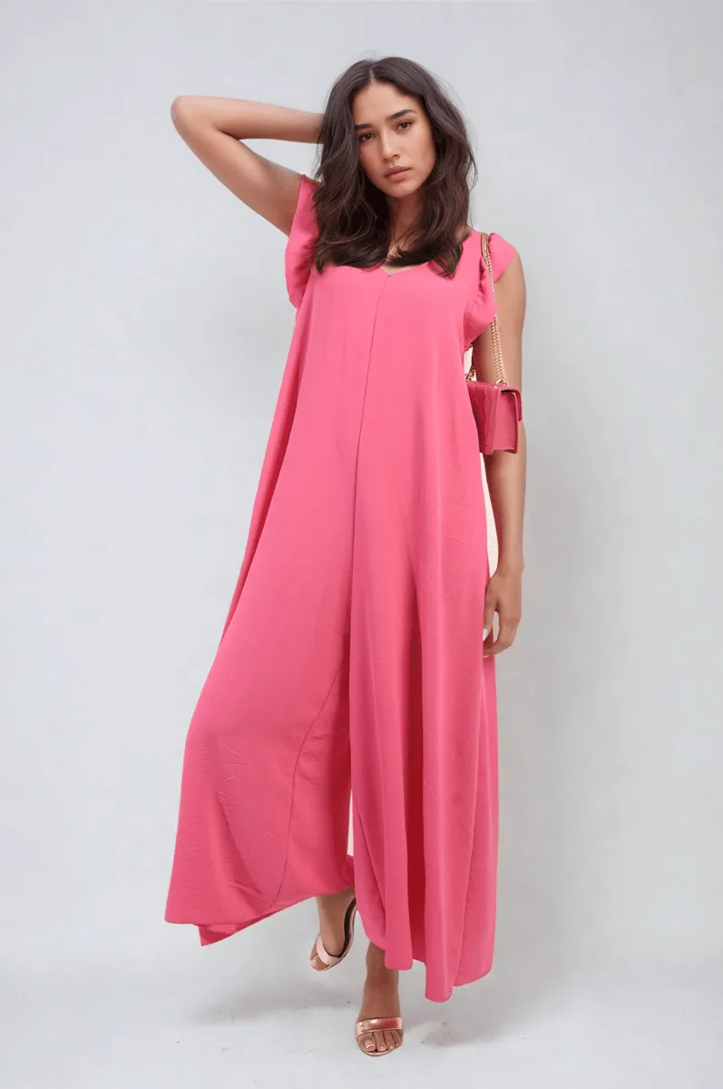 Ruffle Sleeve V-Neck Loose Waist Wide Leg Jumpsuit sold by Beagle Boutique product image thumbnail 3