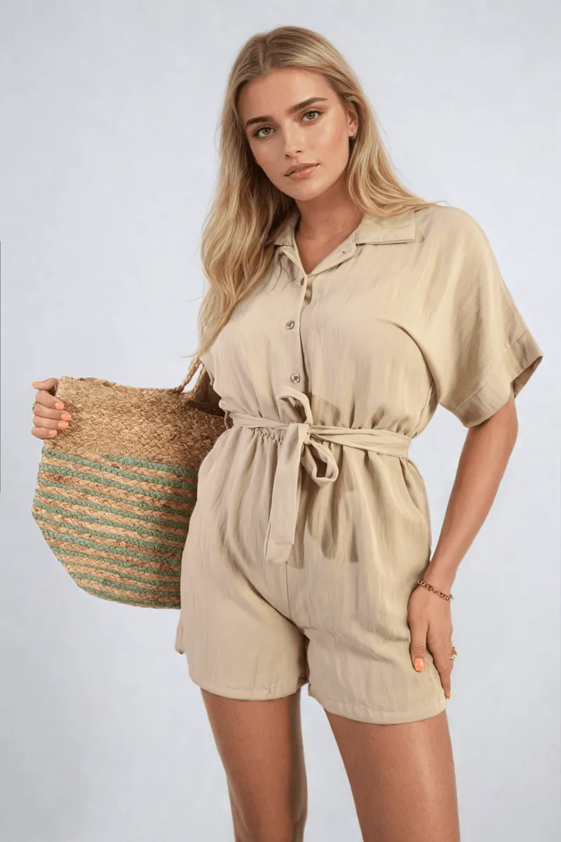 Buttoned Tie Waist Romper sold by Beagle Boutique product image thumbnail 4