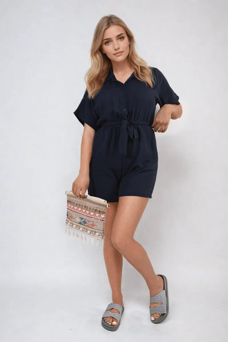 Buttoned Tie Waist Romper sold by Beagle Boutique product image thumbnail 5