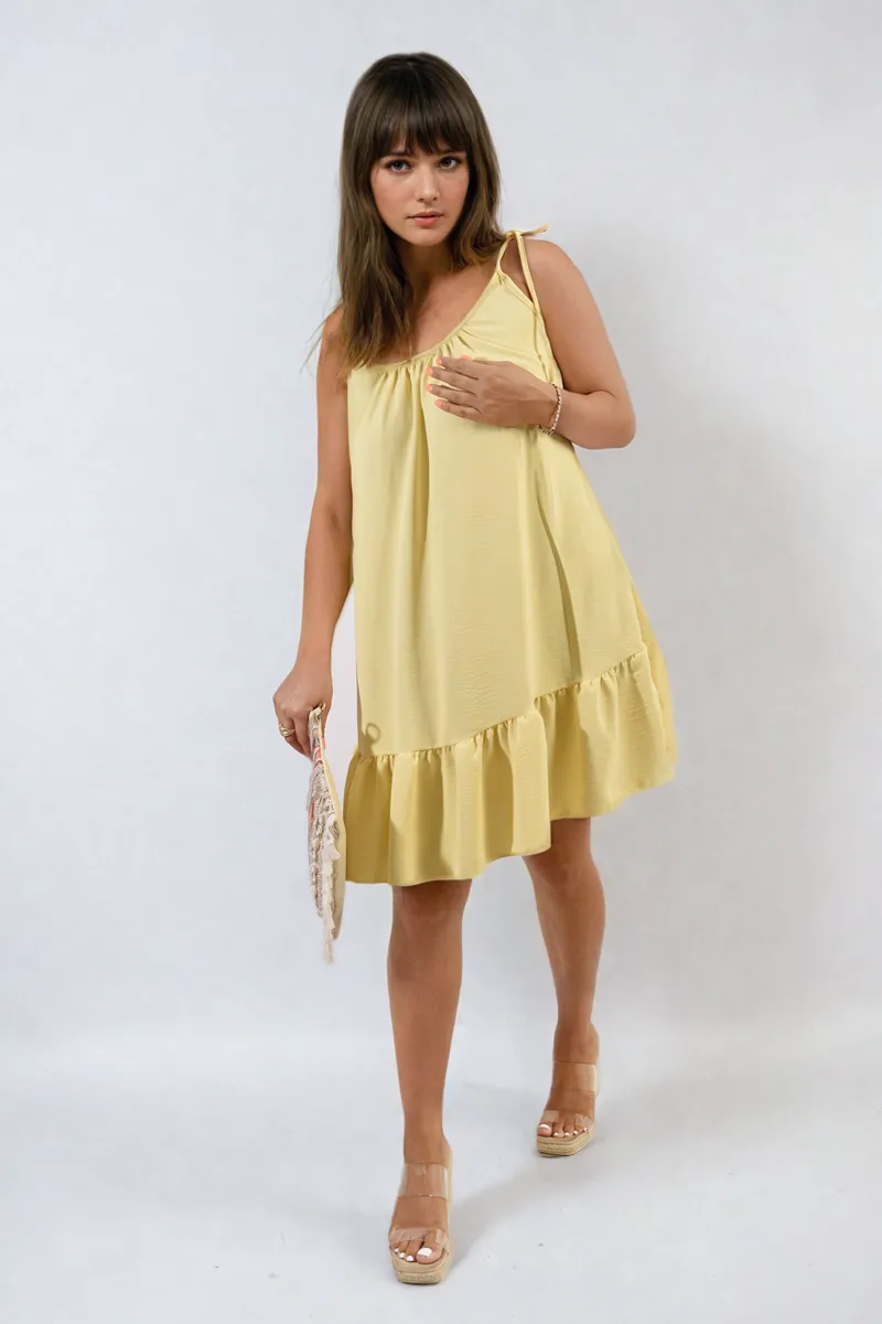 Backless Tie-up Spaghetti Strap Frill Hem Mini Dress sold by Beagle Boutique product image thumbnail 3