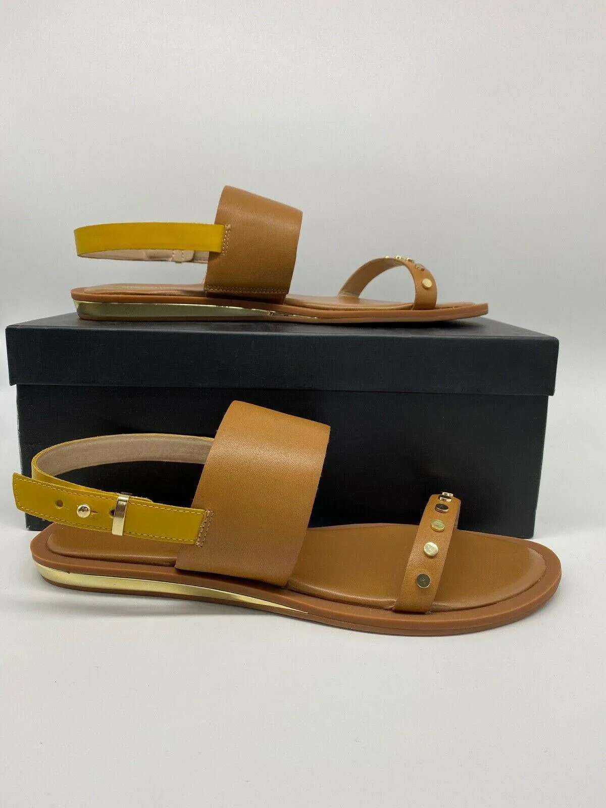 French Connection Leather Flat Strappy Sandals RRP £75 Sizes: 4 5 6 sold by Beagle Boutique
