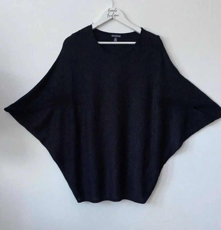 Nina Leonard Dolman Sleeve Sparkly Jumper S, M, L, 2XL Black or Grey sold by Beagle Boutique