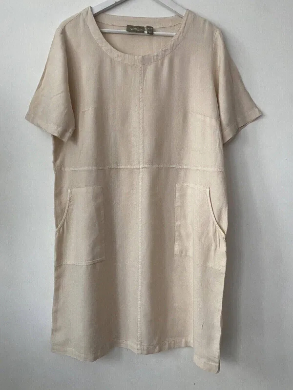 naturals d&co. Linen Blend Tee Dress With Pockets S, M Blue, Beige, Khaki & Turq sold by Beagle Boutique