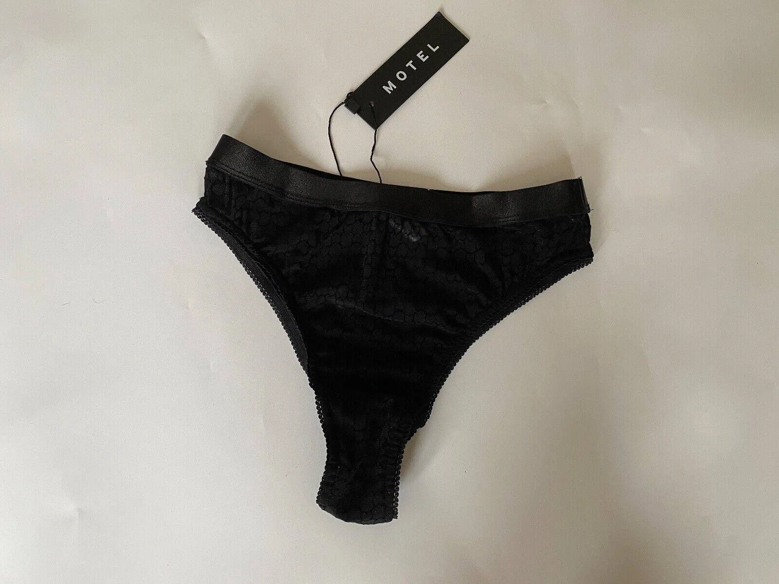 MOTEL Naw Briefs Black Heart Flock Size XS Lace sold by Beagle Boutique