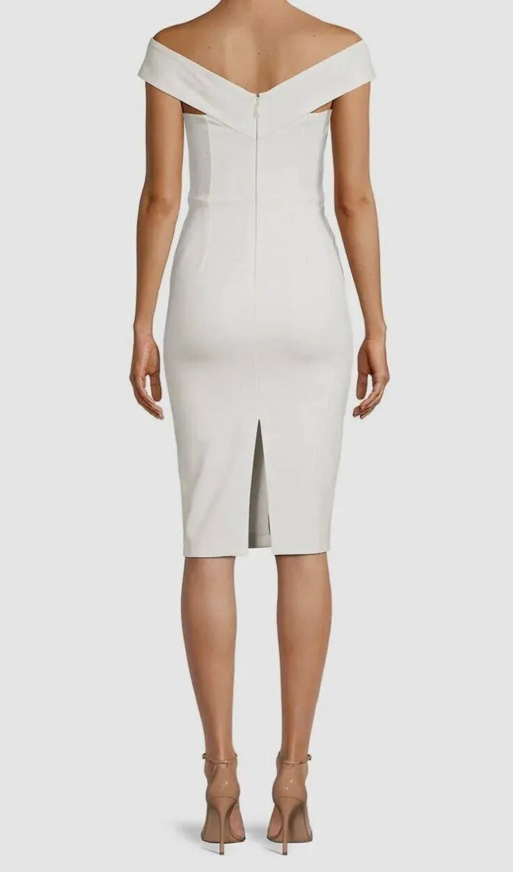 Lavish Alice Off The Shoulder Wrap Ponte Dress in White Size 8 sold by Beagle Boutique product image thumbnail 2