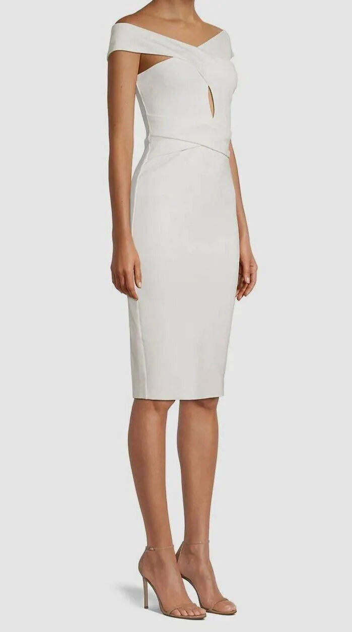 Lavish Alice Off The Shoulder Wrap Ponte Dress in White Size 8 sold by Beagle Boutique product image thumbnail 3