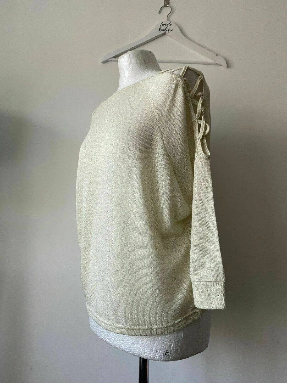 Avon Lightweight Top Size 10/12 Gold Metallic Knit Top Criss Cross Cold Shoulder sold by Beagle Boutique product image thumbnail 3