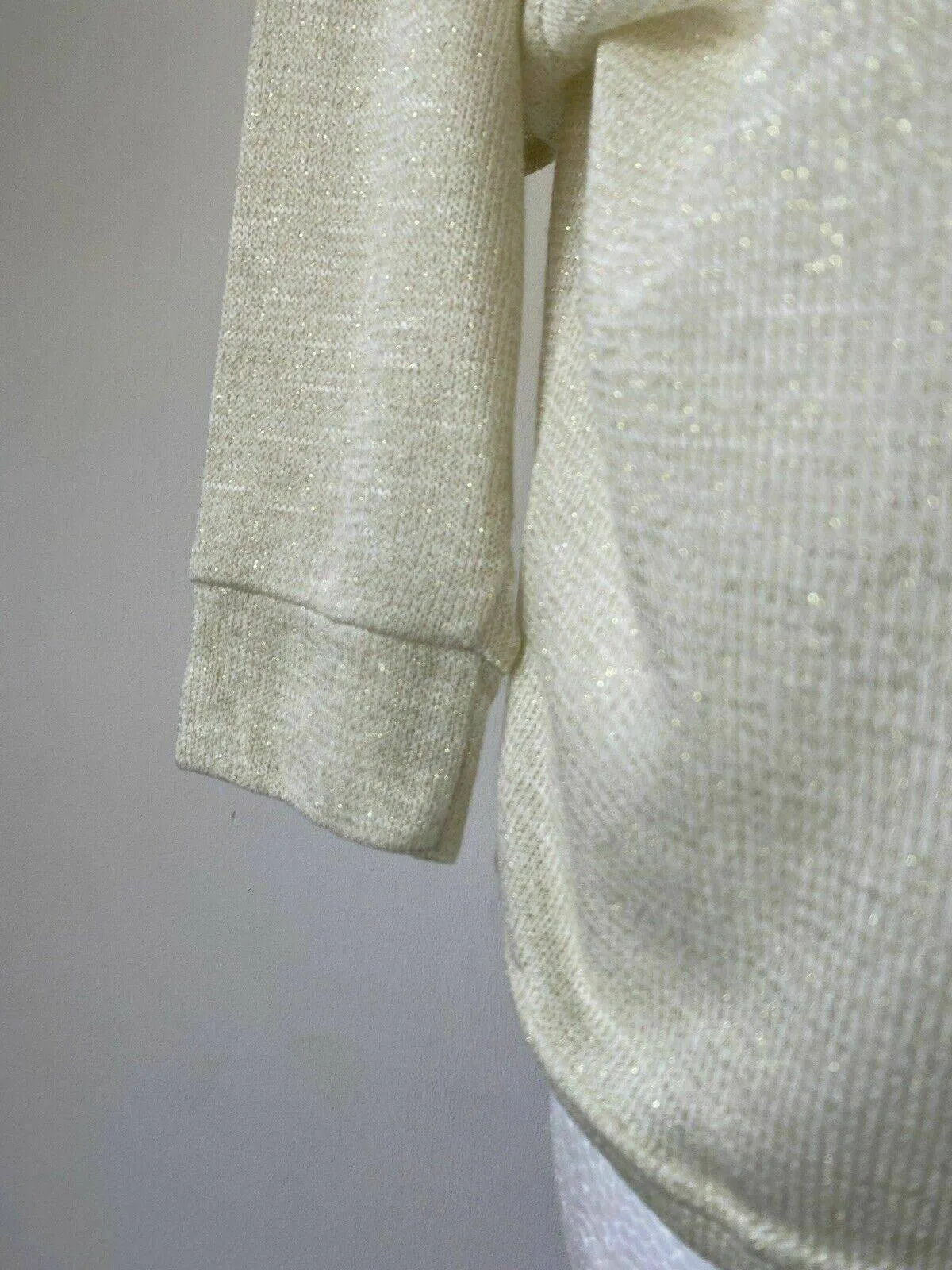 Avon Lightweight Top Size 10/12 Gold Metallic Knit Top Criss Cross Cold Shoulder sold by Beagle Boutique