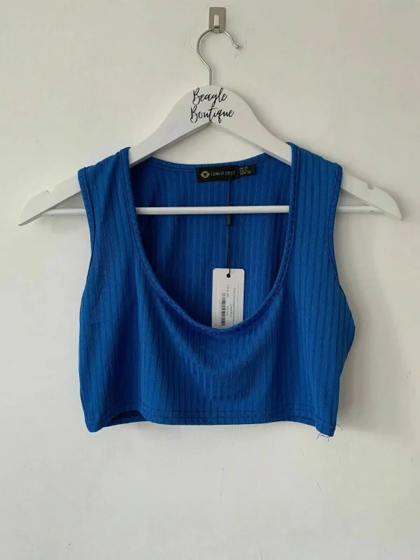 I Saw It First Crop Top Size 10 Scoop Neck Sleeveless Cobalt Blue sold by Beagle Boutique
