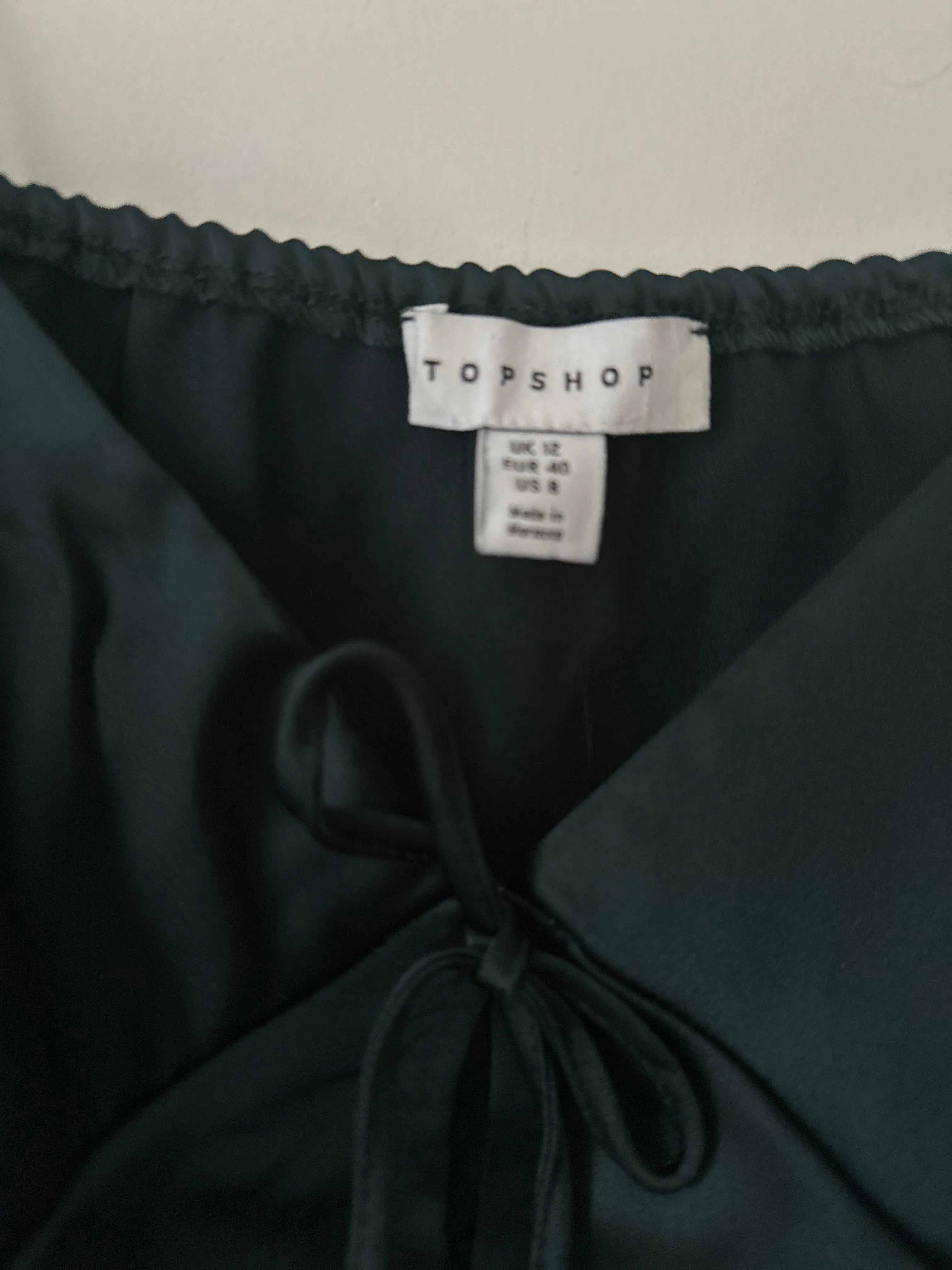 Ex. dark green satin crop top Sizes 10, 12, 14 sold by Beagle Boutique product image thumbnail 2
