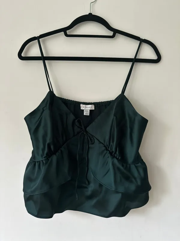 Ex. dark green satin crop top Sizes 10, 12, 14 sold by Beagle Boutique