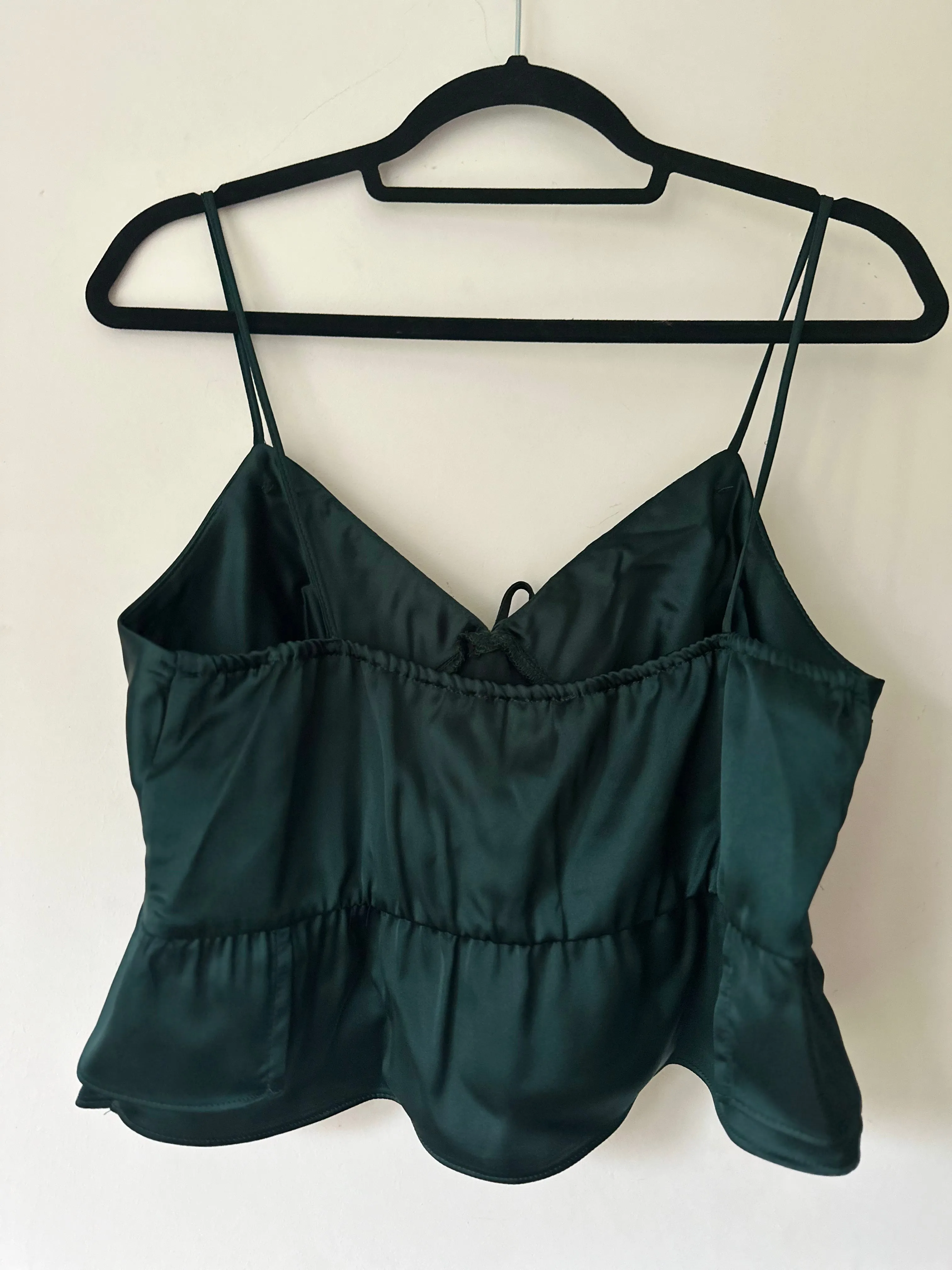 Ex. dark green satin crop top Sizes 10, 12, 14 sold by Beagle Boutique product image thumbnail 3
