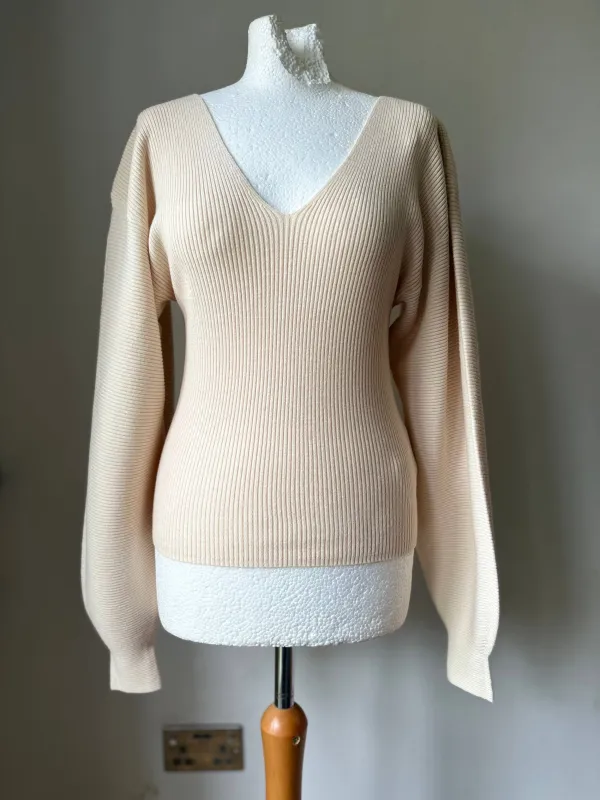 Camaieu Turtledove Rib Jumper Cream V-Neck S, M, L, XL sold by Beagle Boutique