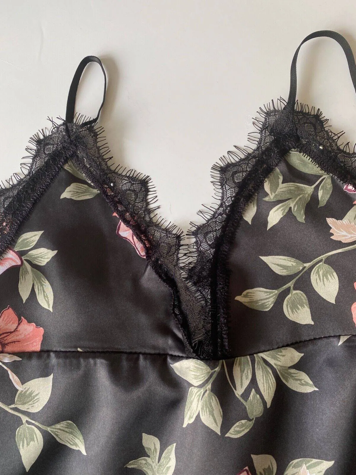 Floral Satin Type Pyjama Cami Set Lace Trim Sizes: 6 - 8 sold by Beagle Boutique product image thumbnail 5