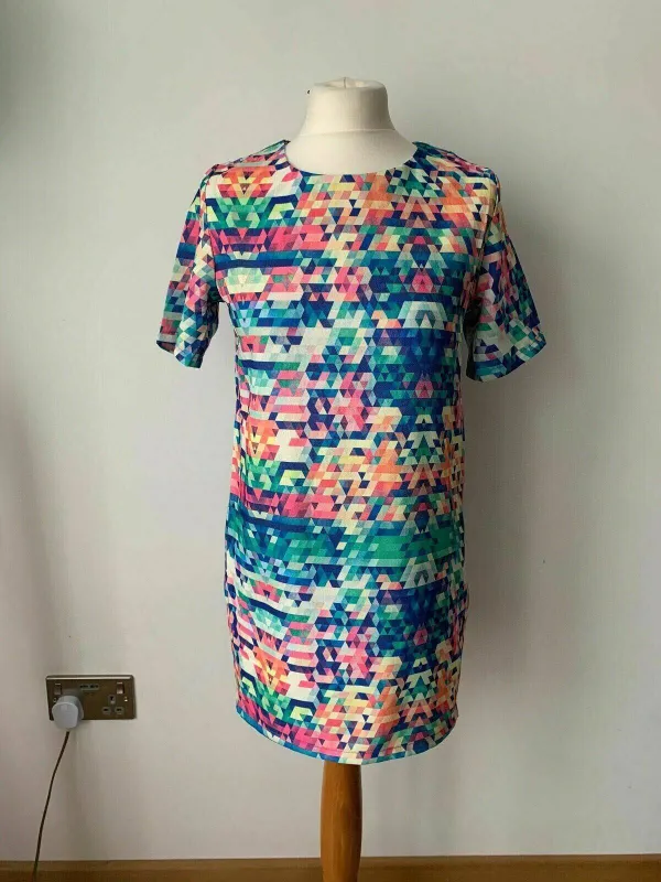 New Look Cameo Rose Shift Dress Geometric Bright Colourful Size 8 & 12 available sold by Beagle Boutique