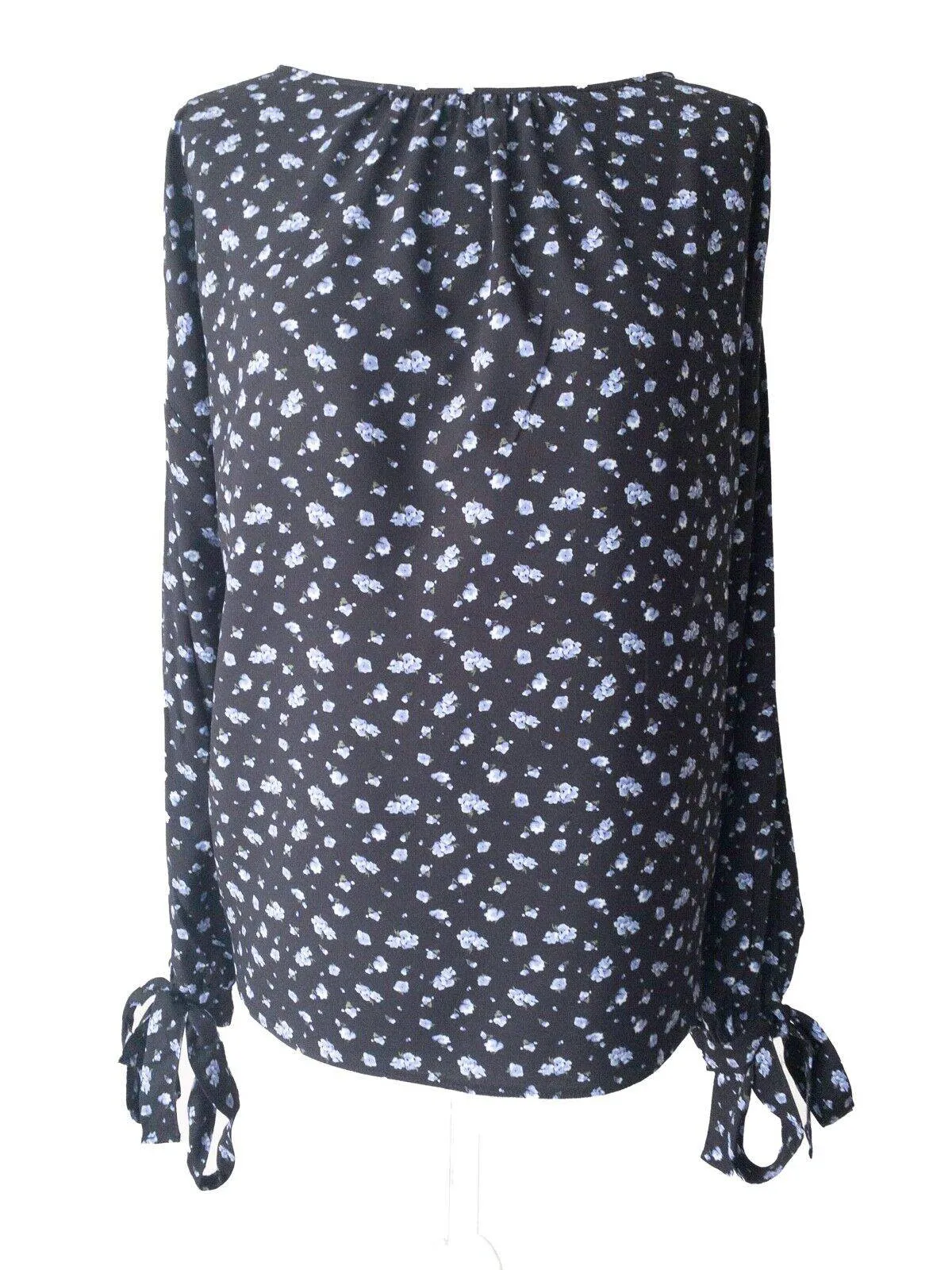 Floral Navy Long Sleeve Top Tie Sleeves Size 10 sold by Beagle Boutique