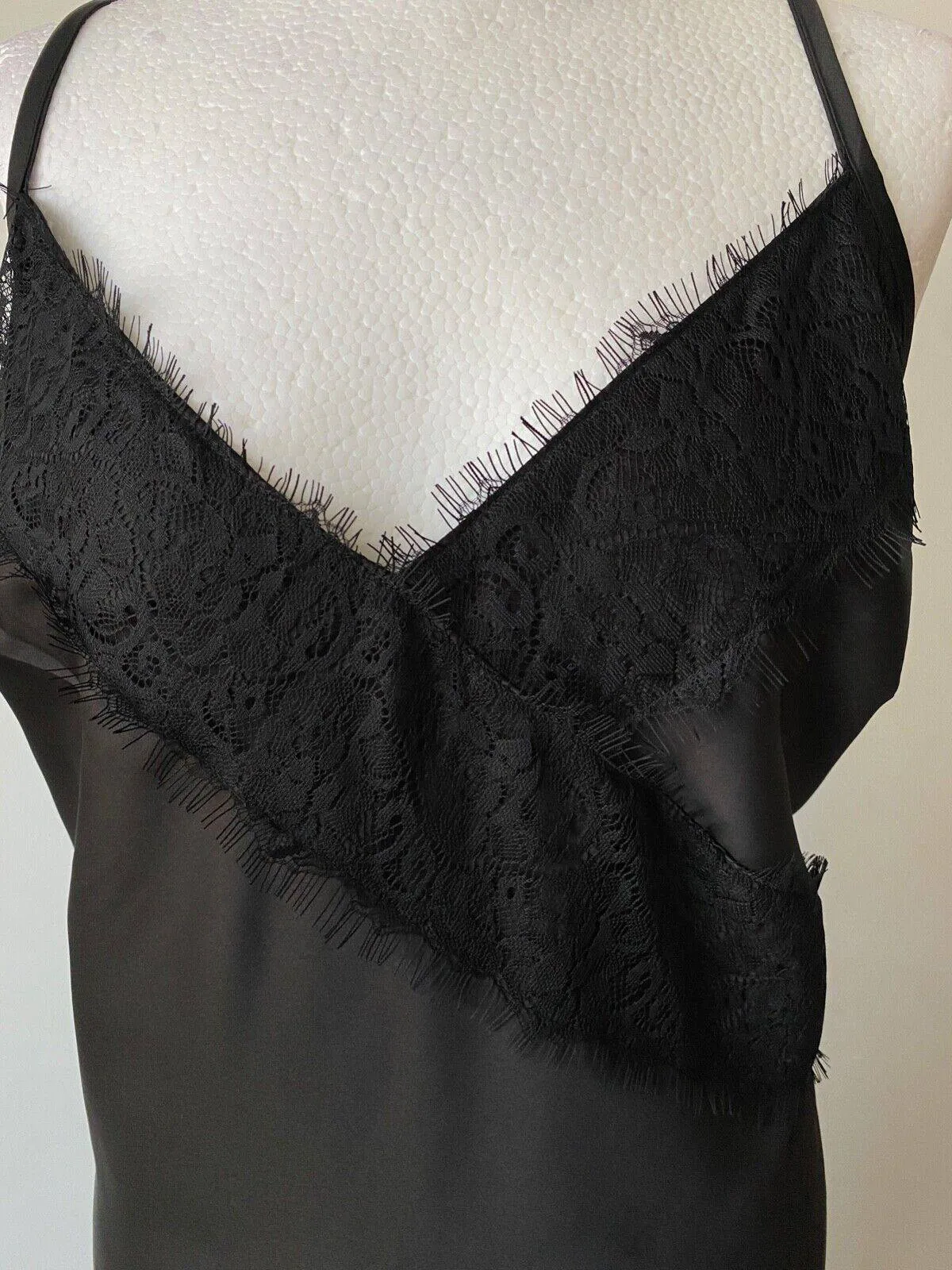 Simplybe Black Satin Slip dress Size 18 Lace Detail sold by Beagle Boutique product image thumbnail 2