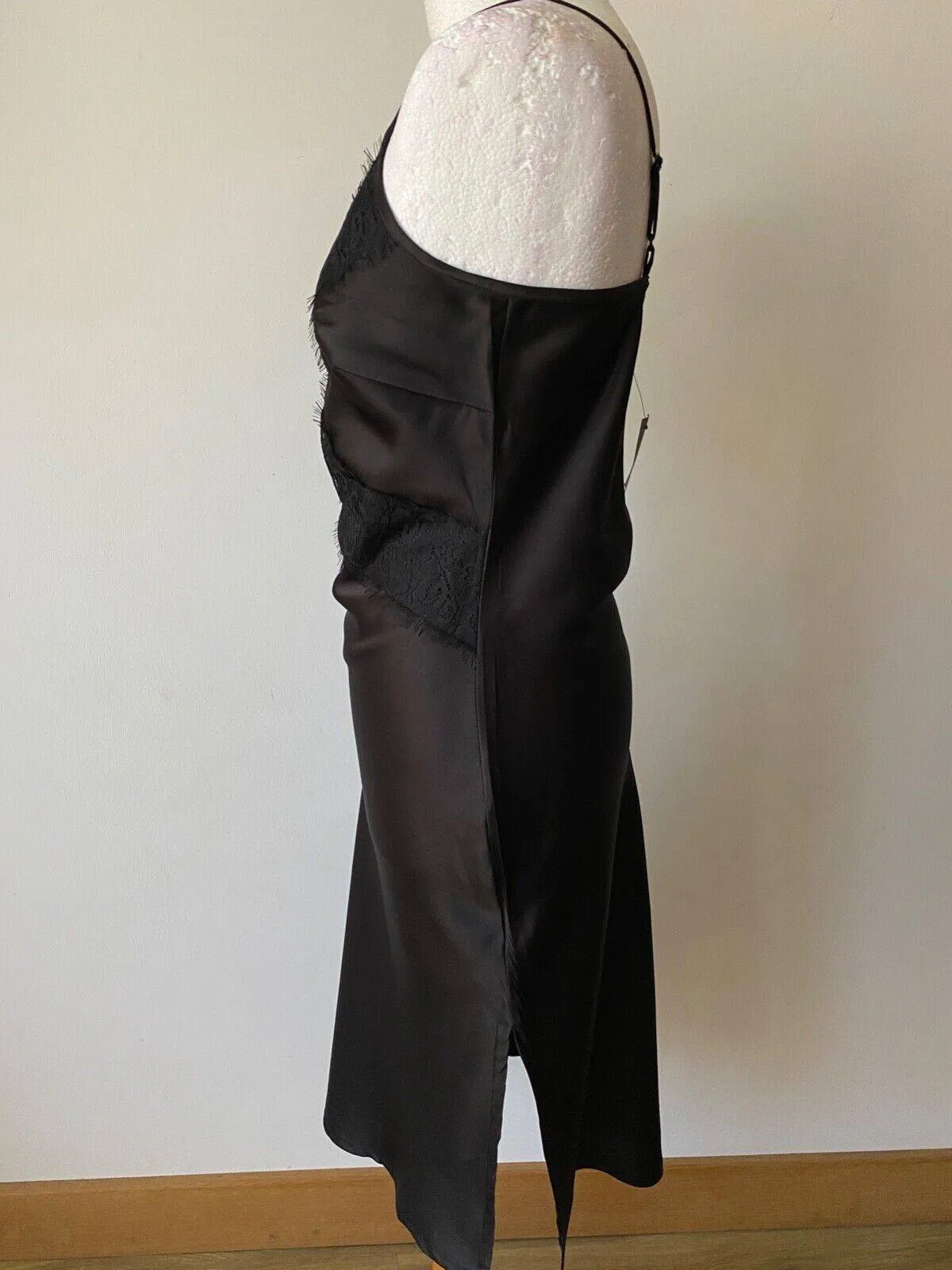 Simplybe Black Satin Slip dress Size 18 Lace Detail sold by Beagle Boutique product image thumbnail 3