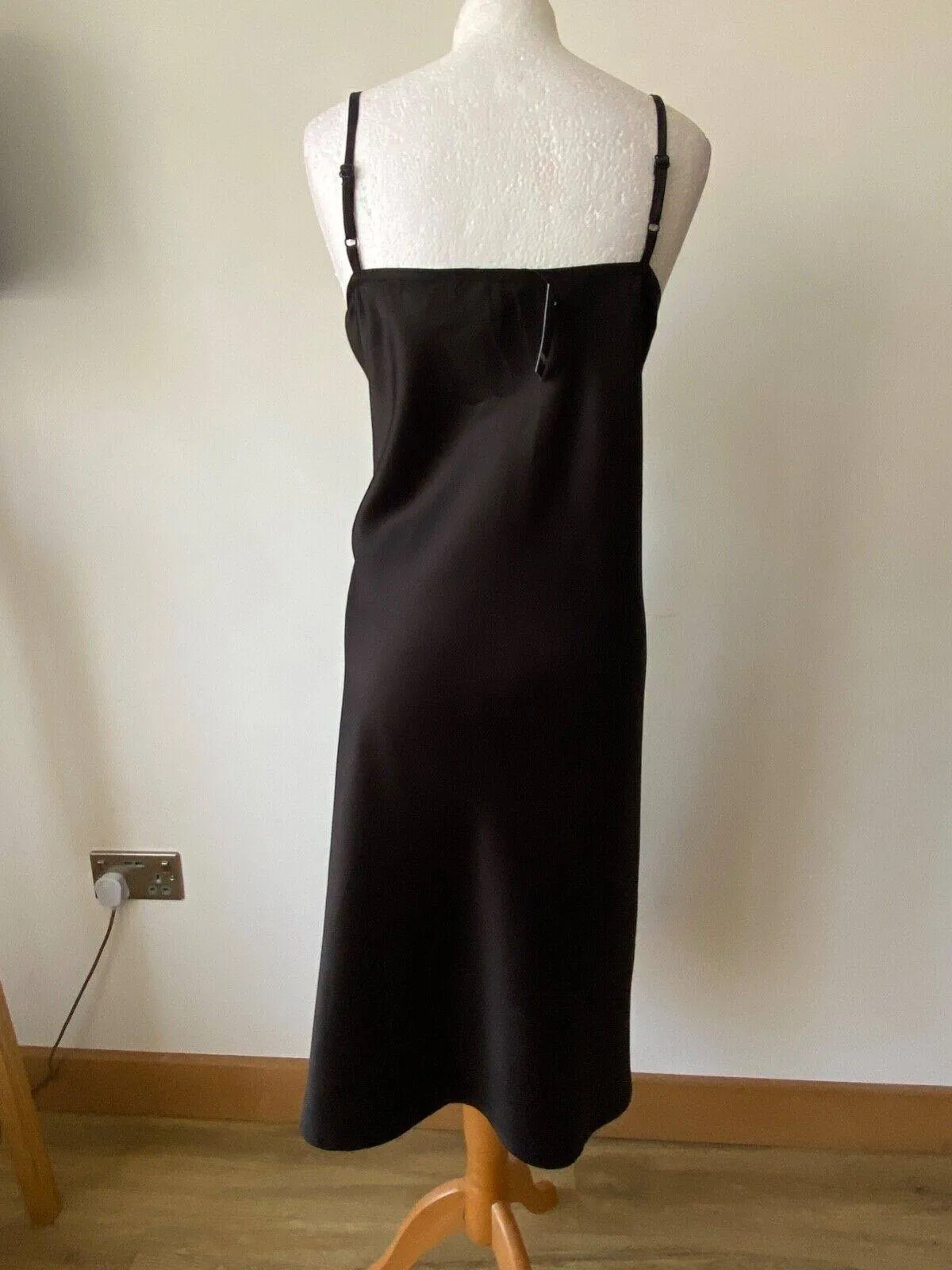 Simplybe Black Satin Slip dress Size 18 Lace Detail sold by Beagle Boutique product image thumbnail 4