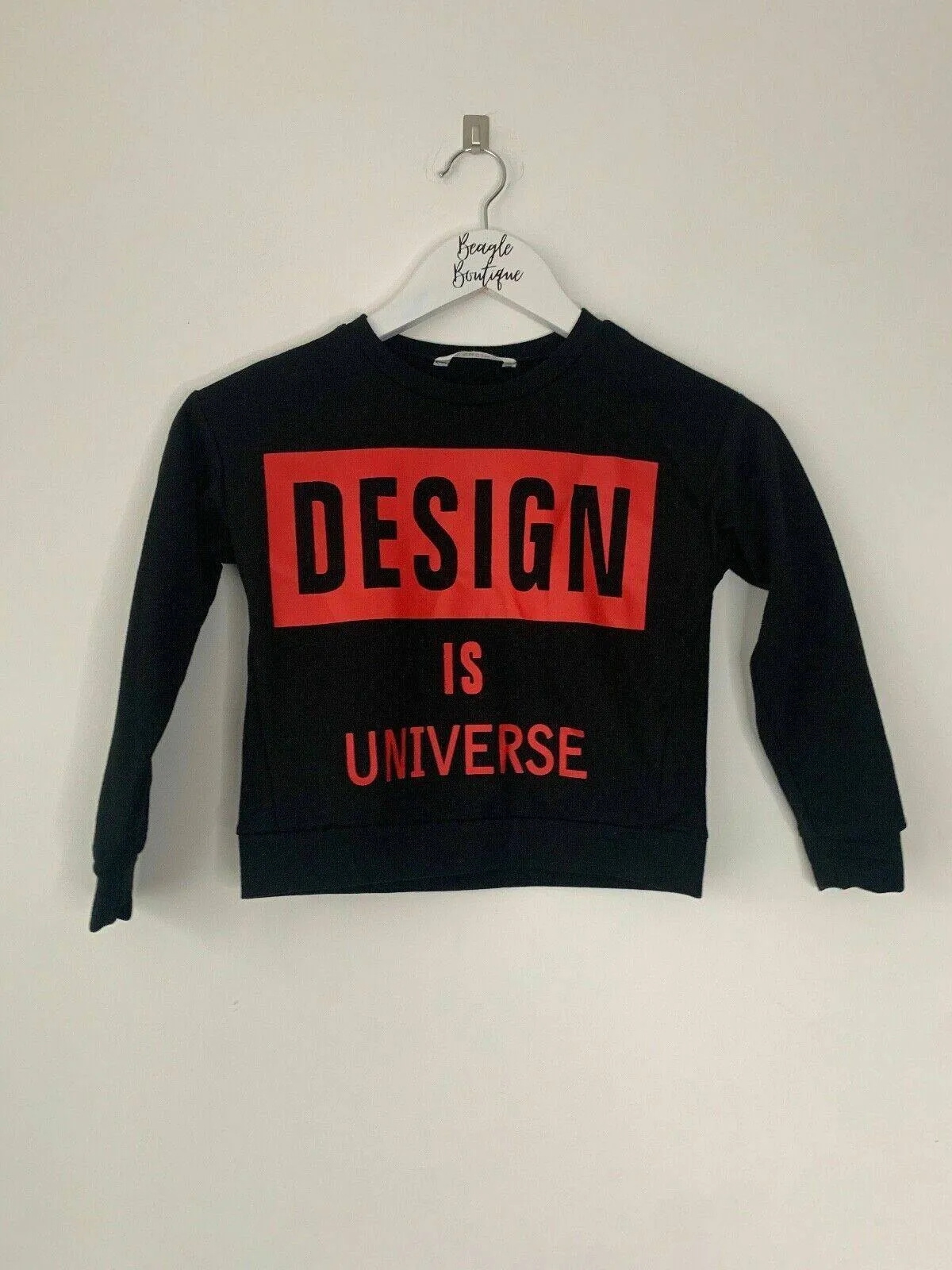 Girls SHEIN Slogan Black Pullover Jumper Age 5 - 6 years old sold by Beagle Boutique