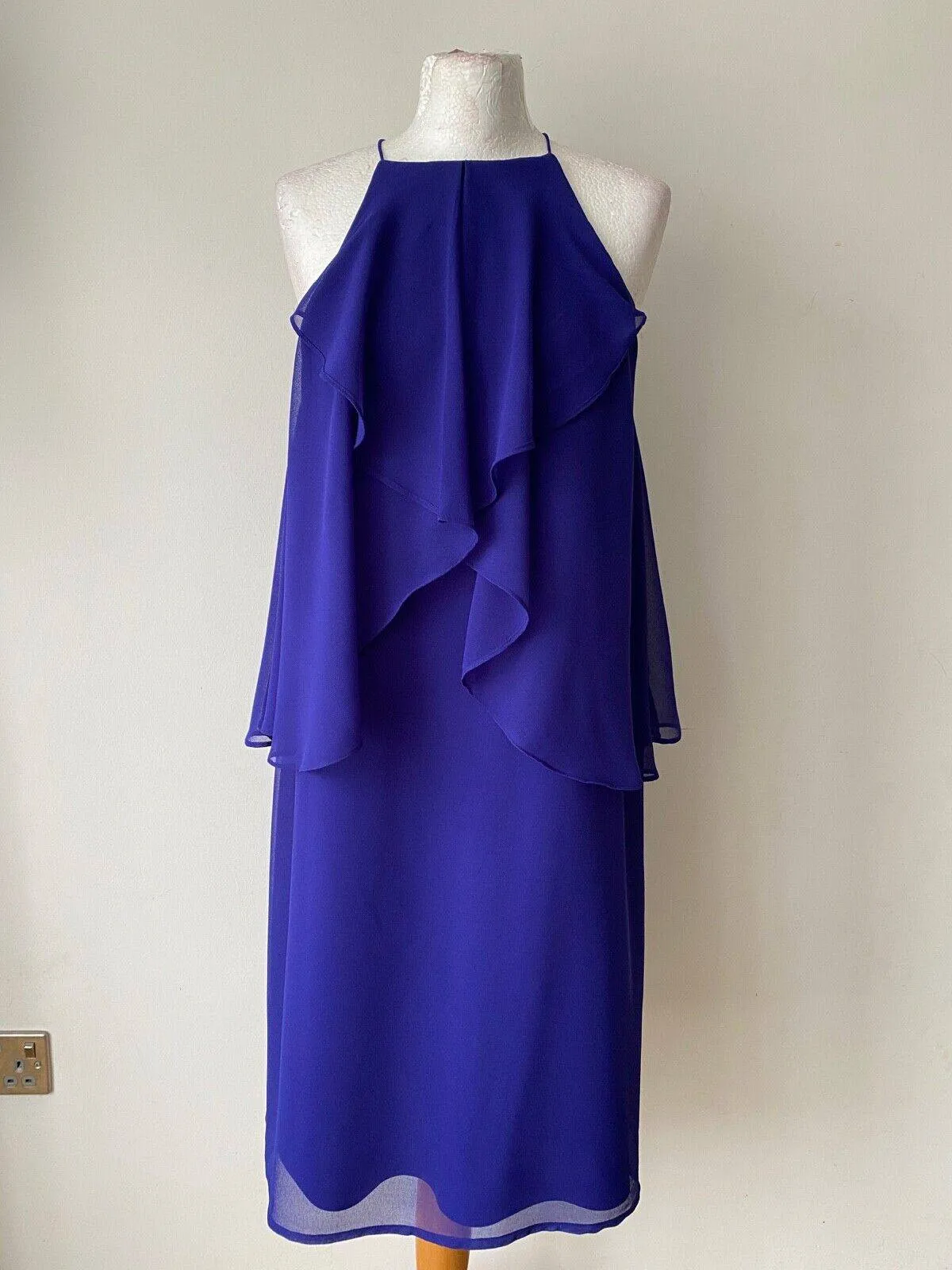 La Redoute Halterneck Chiffon Frill Layered Dress Available in Peach or Blue 10 sold by Beagle Boutique product image thumbnail 2