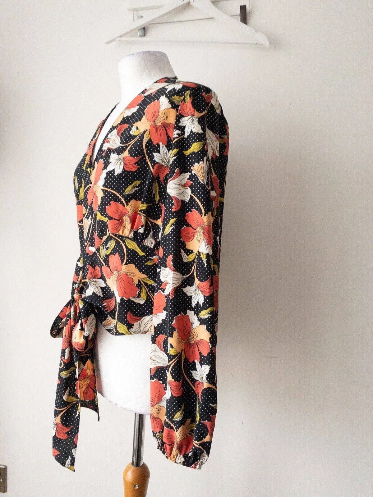 Floral Polka Dot Tie Front Blouse Size 10 sold by Beagle Boutique product image thumbnail 4