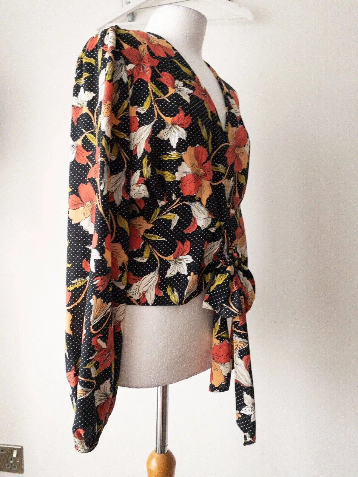 Floral Polka Dot Tie Front Blouse Size 10 sold by Beagle Boutique product image thumbnail 3