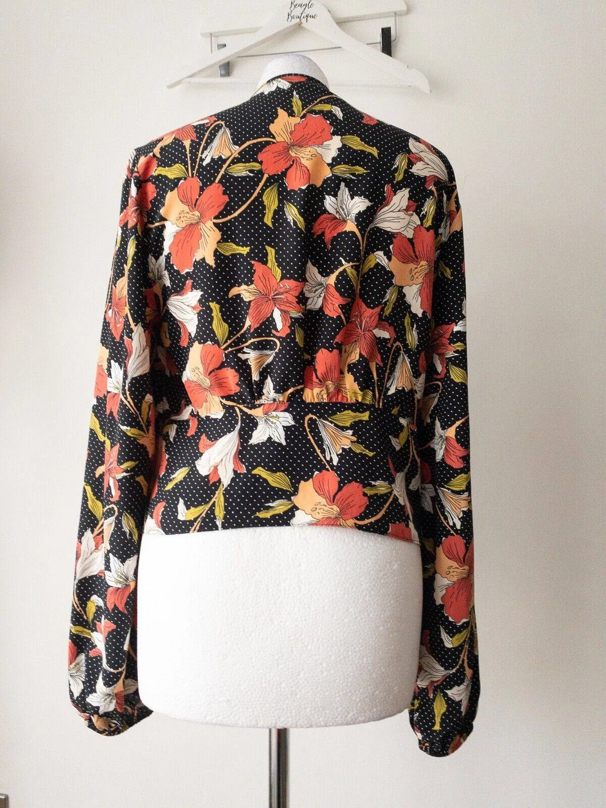 Floral Polka Dot Tie Front Blouse Size 10 sold by Beagle Boutique product image thumbnail 2