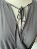 New Look Grey Tie Neck Wrap Blouse Size 8 Draped Short Sleeves sold by Beagle Boutique