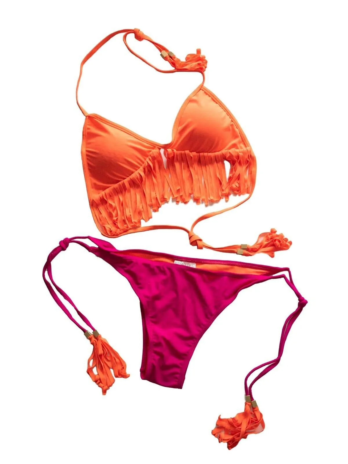 Gemelli Neon Fringe Bikini Set S 8, M 10, L 12 UK sold by Beagle Boutique