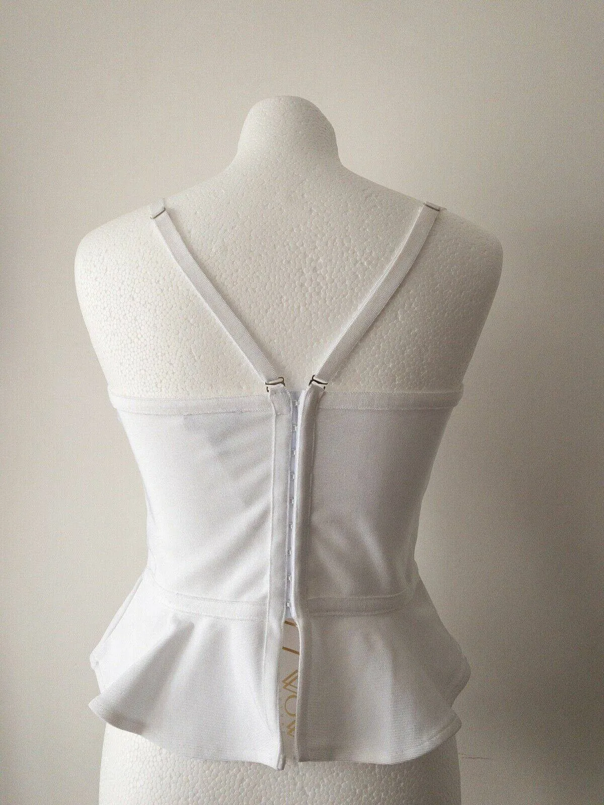 Wow Couture White Cropped Peplum Bandage Corset Top Sizes 6, 8, 10 sold by Beagle Boutique product image thumbnail 4